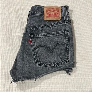 Levi's Charcoal Frayed Denim Shorts